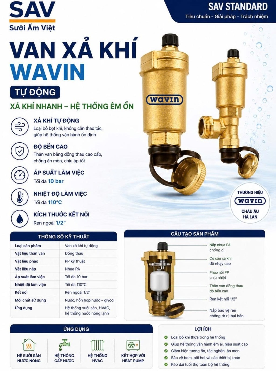 Van xả khí bộ chia WAVIN